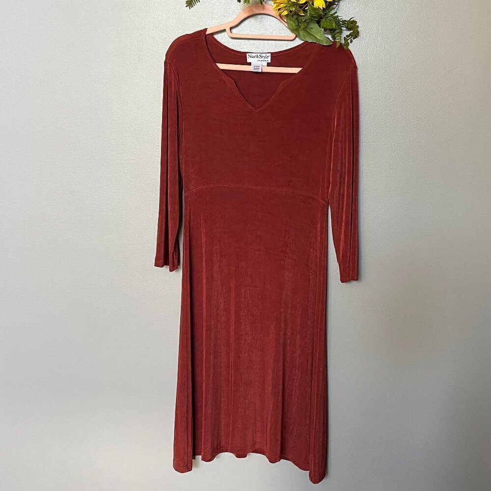 NorthStyle Made in‎ USA Burnt Orange Dress Slinky Knit Size Medium